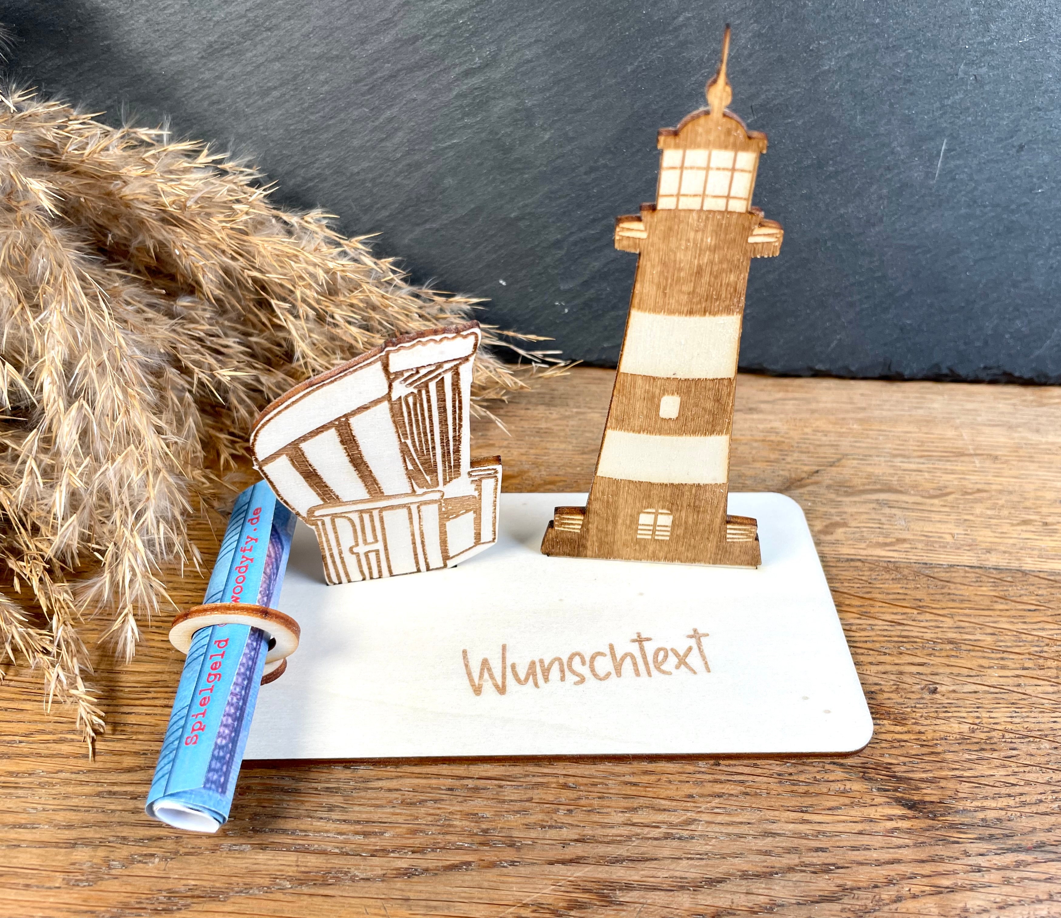Geldscheinhalter Leuchtturm mit Strandkorb
