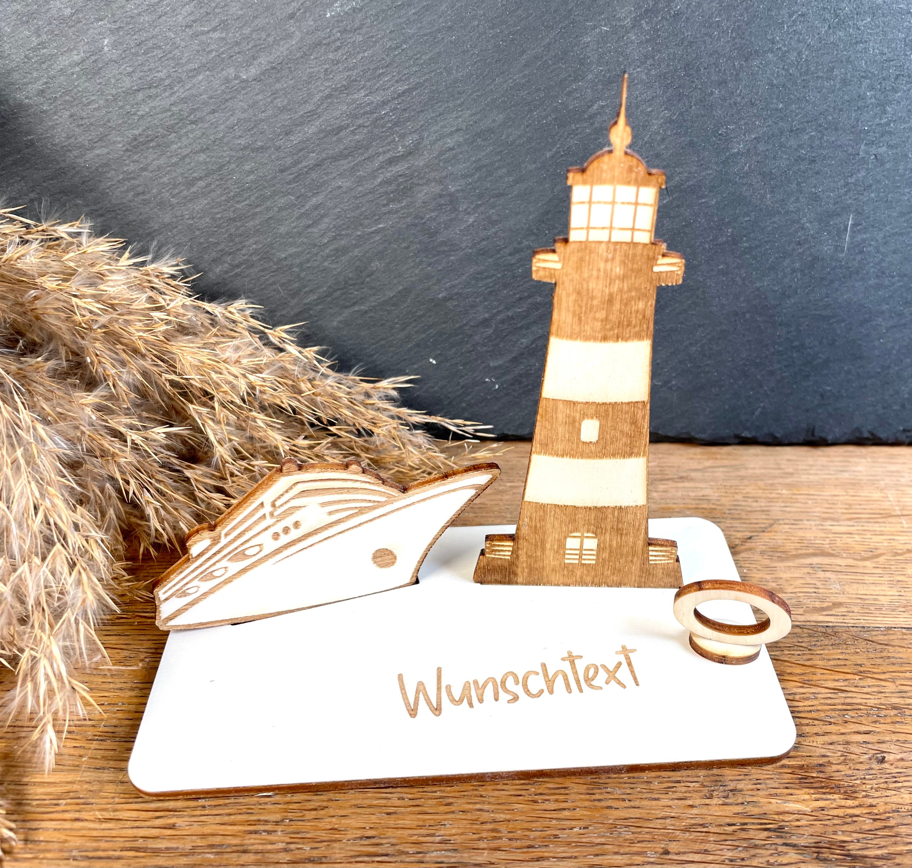 Geldscheinhalter Leuchtturm mit Schiff