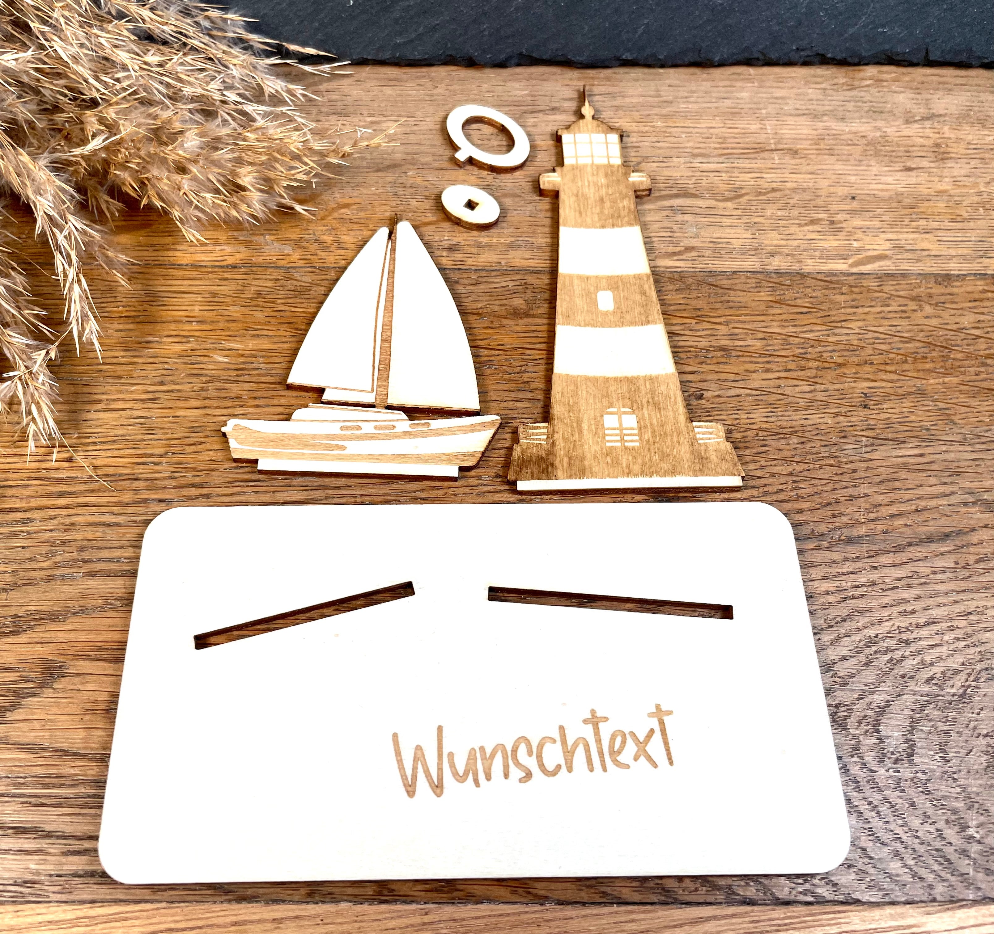 Geldscheinhalter Leuchtturm mit Segelboot