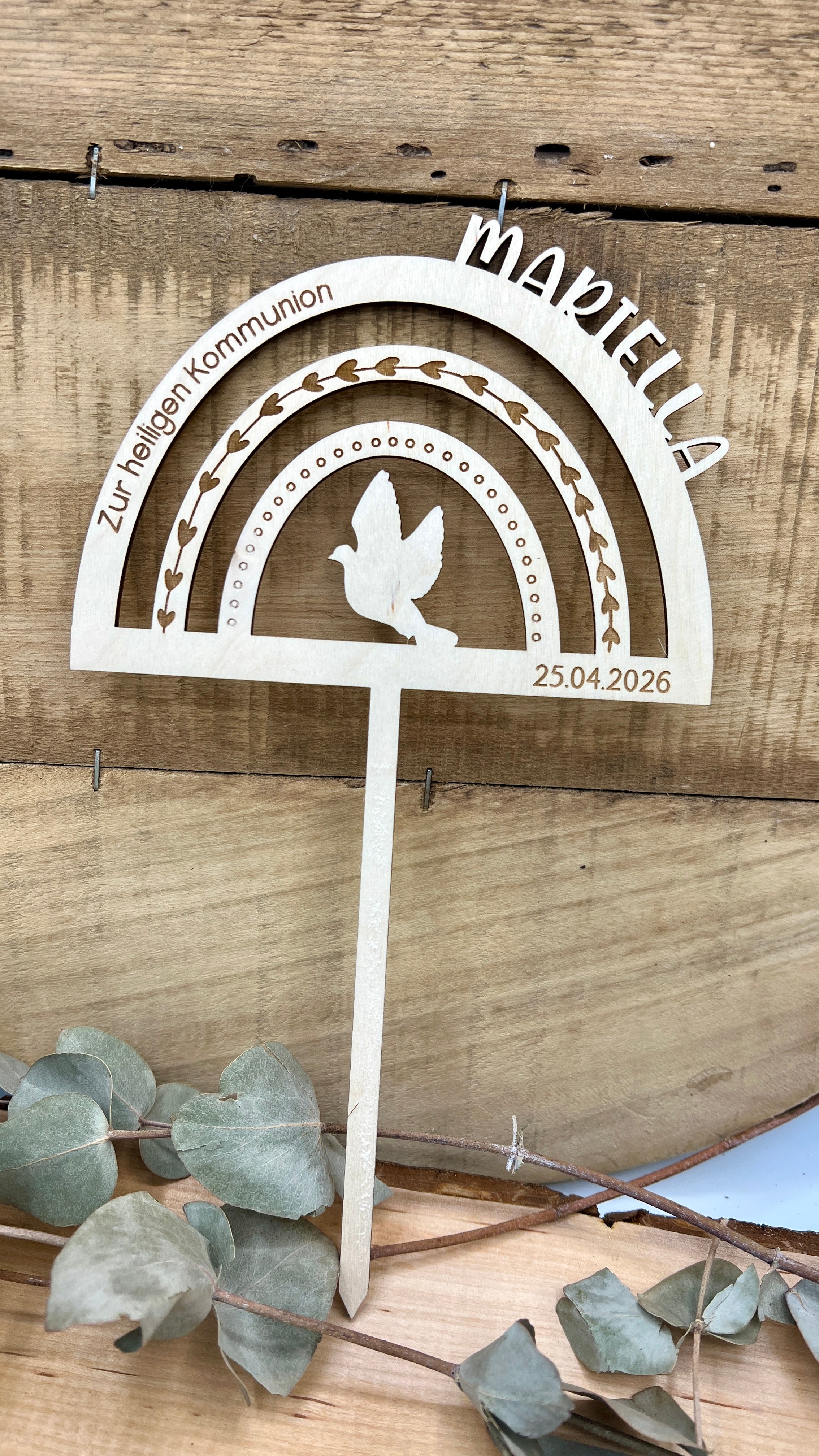 Cake Topper Regenbogen mit Name und Datum