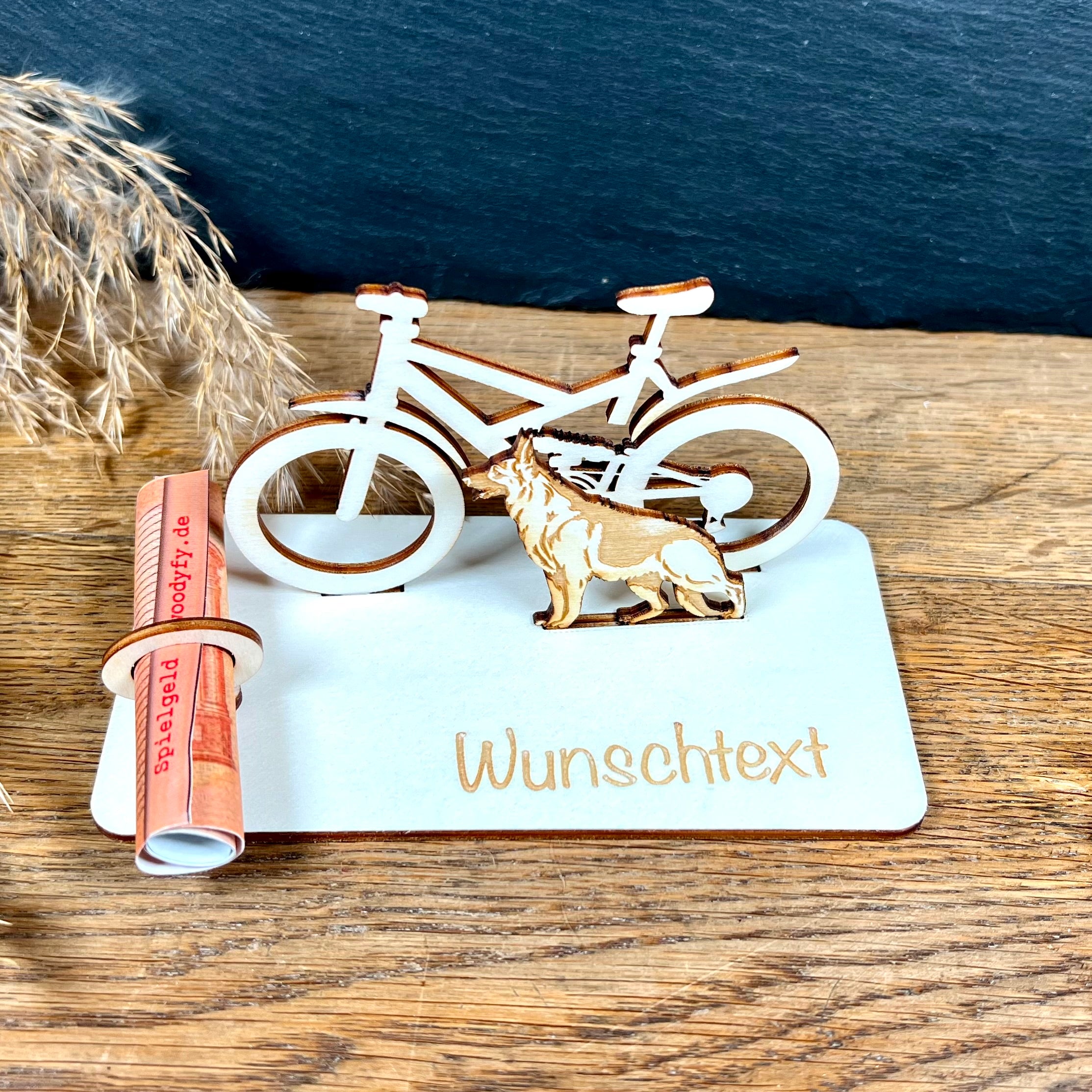 Geldscheinhalter Fahrrad mit Hund