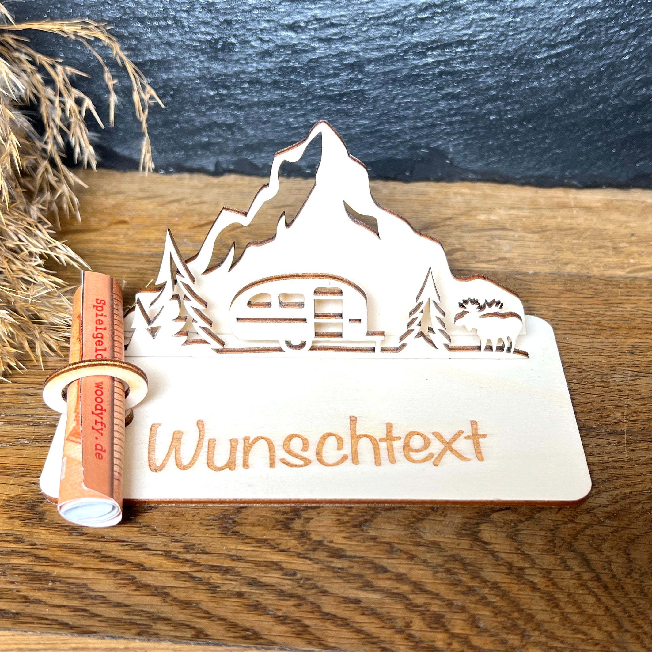 Geldscheinhalter Wohnwagen, Camping, Berge