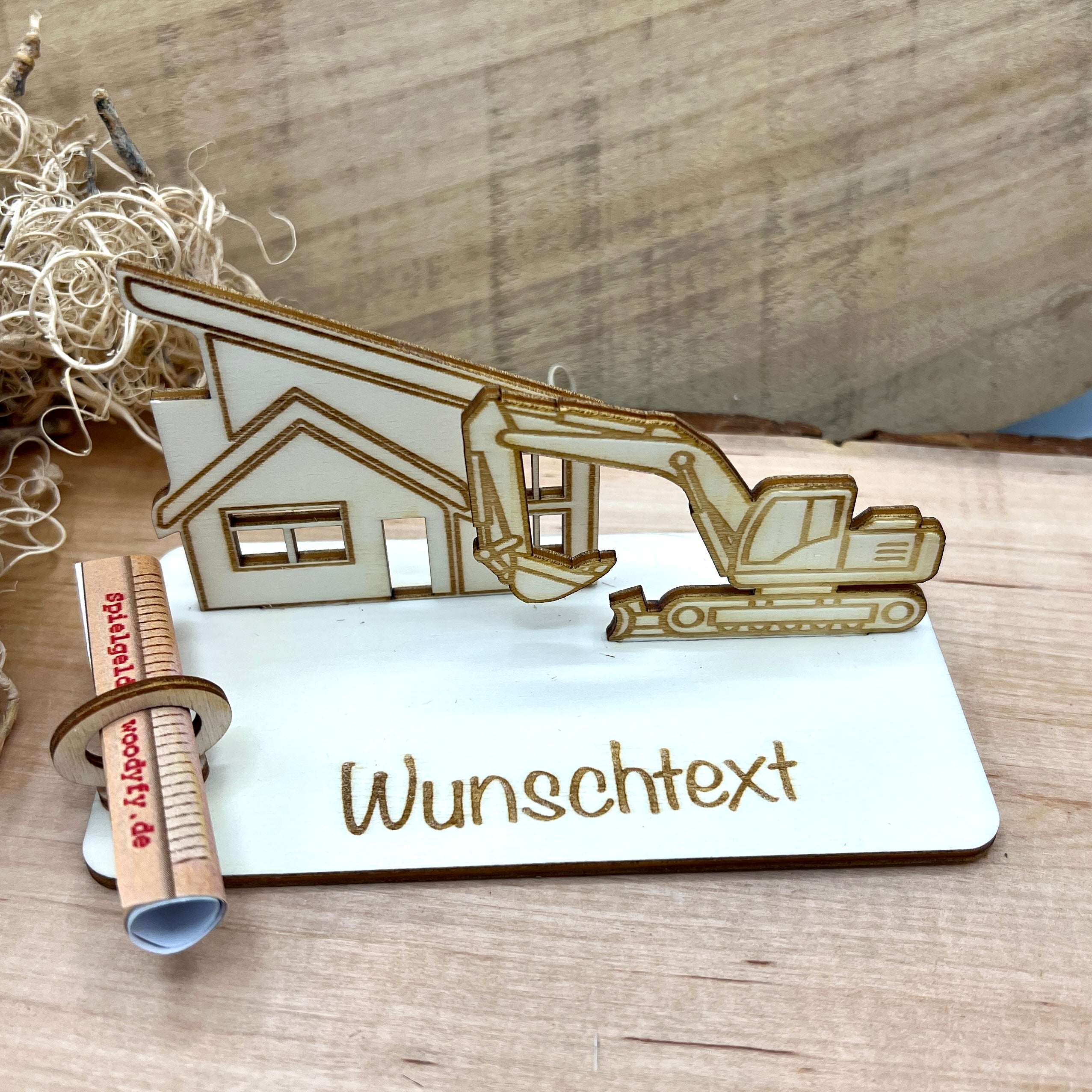 Geldscheinhalter Haus und Bagger