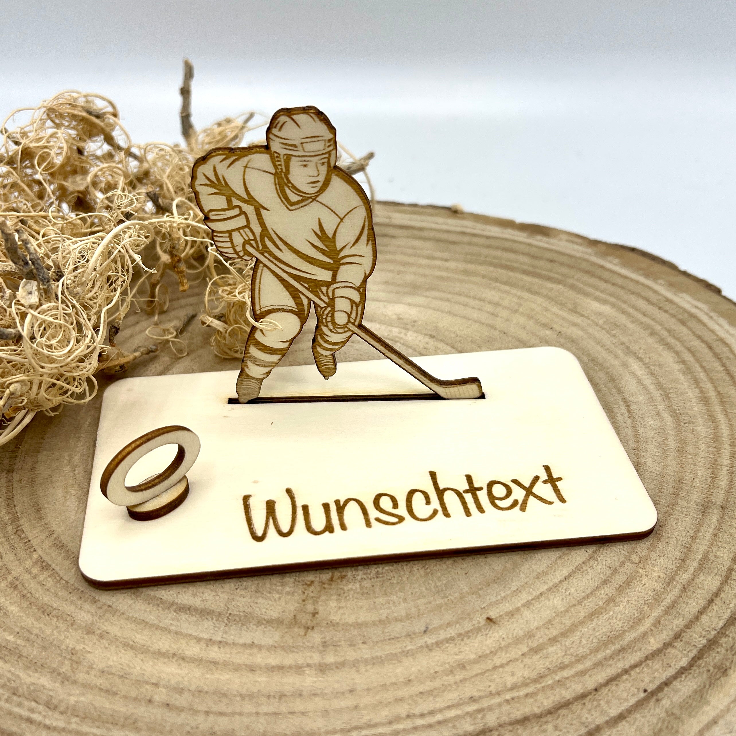 Personalisierter Geldscheinhalter Eishockeyspieler Junge aus Holz
