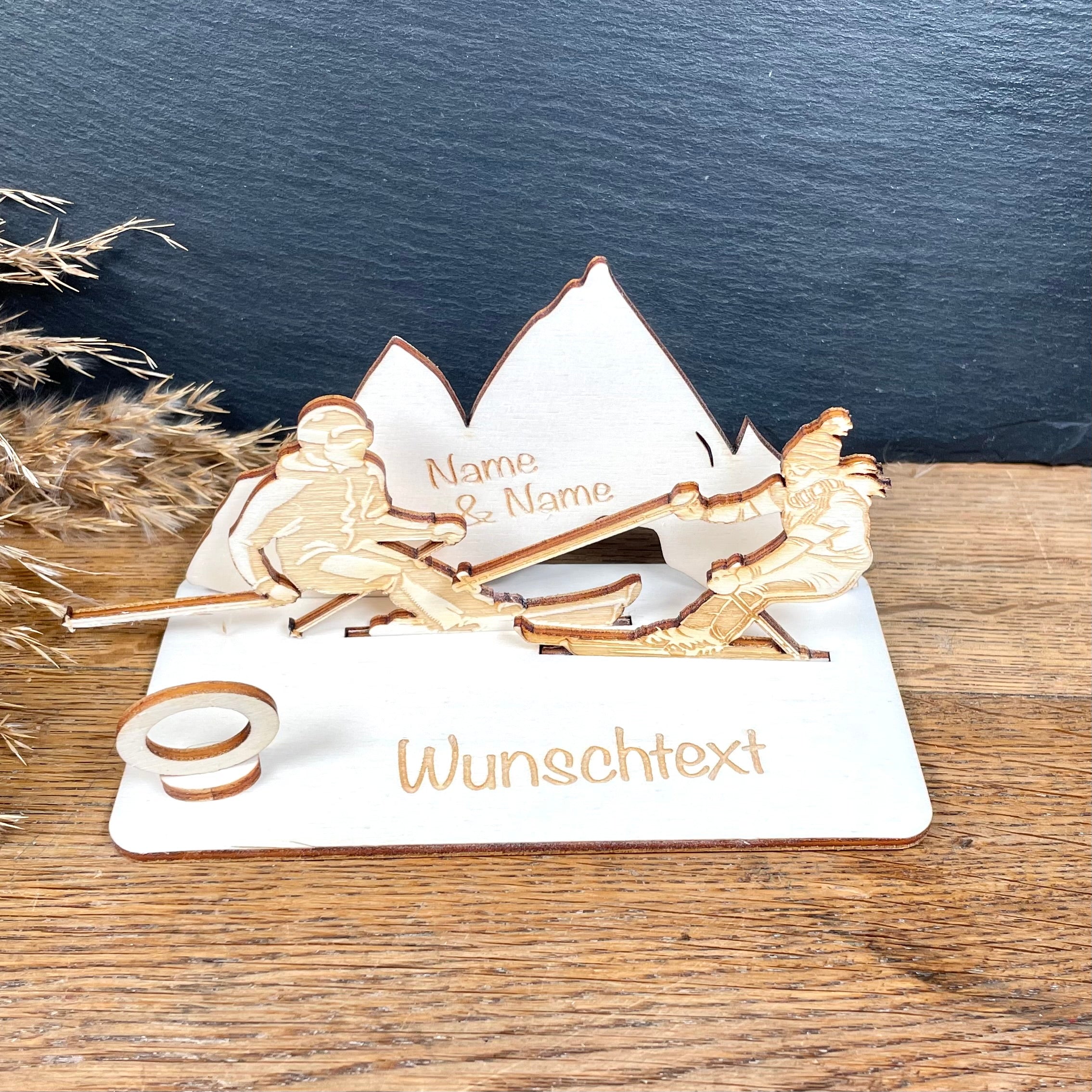 Geldscheinhalter Skifahrerin + Skifahrer