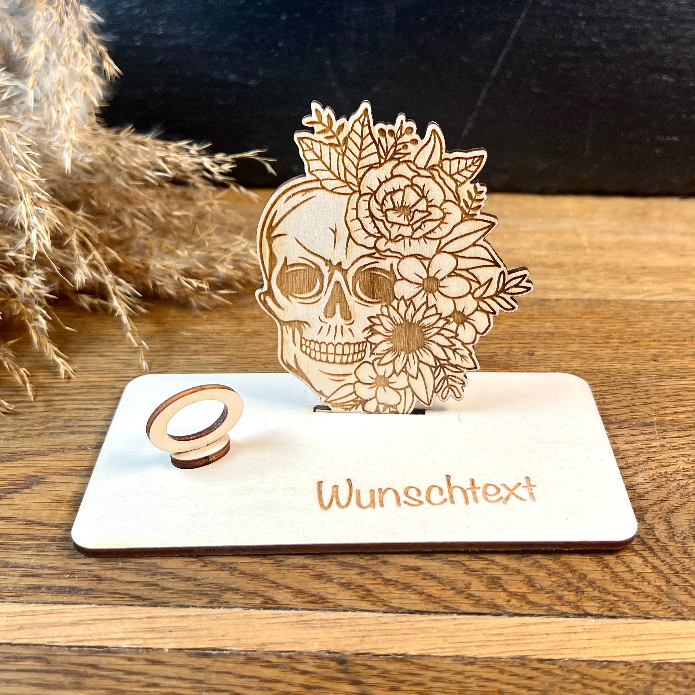 Geldscheinhalter Totenkopf mit Blumen
