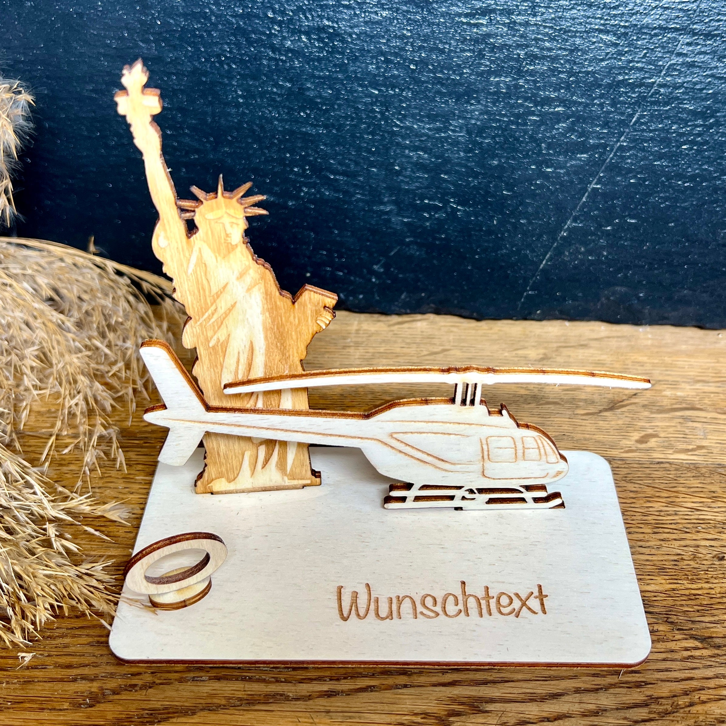 Geldscheinhalter Freiheitsstatue mit Heli