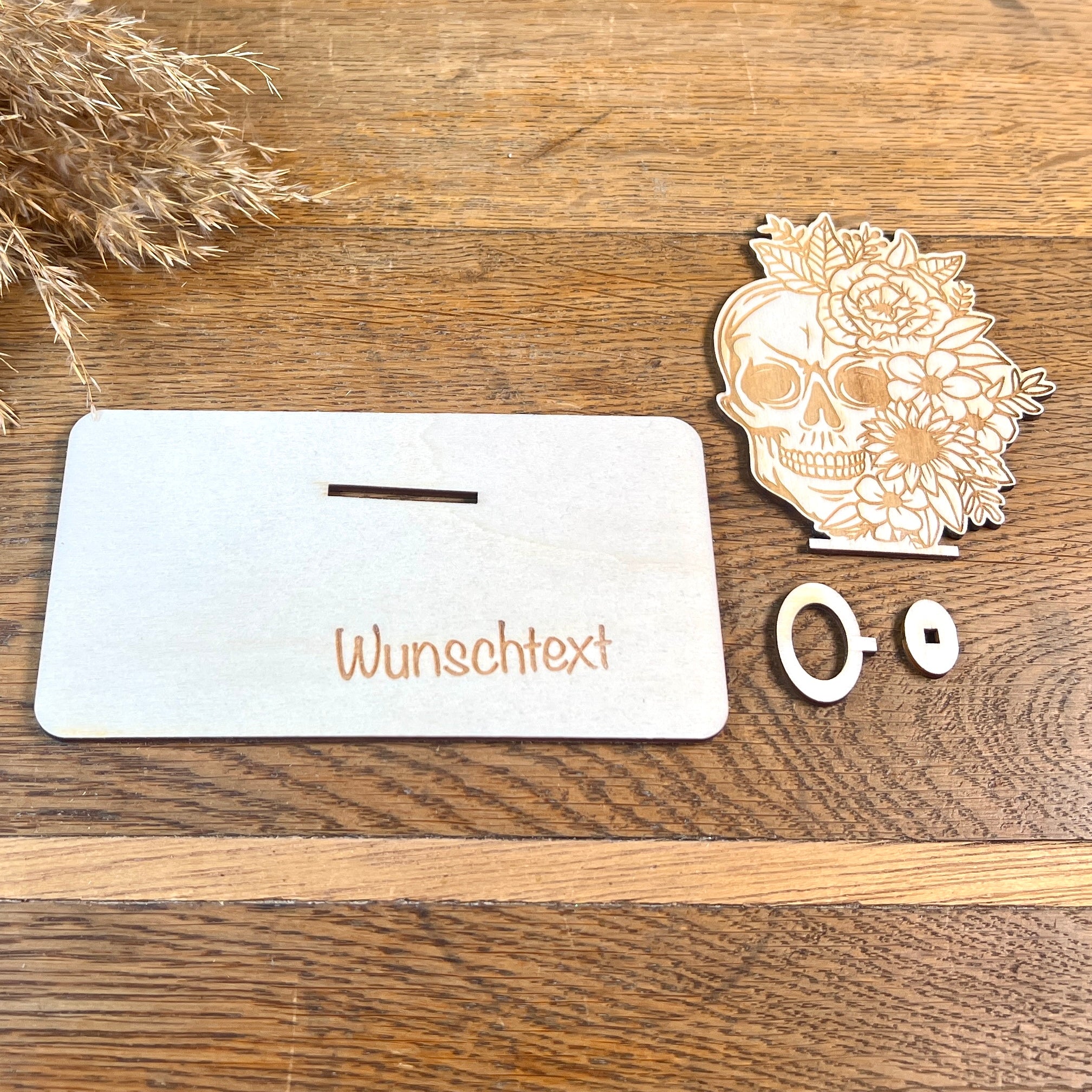 Geldscheinhalter Totenkopf mit Blumen