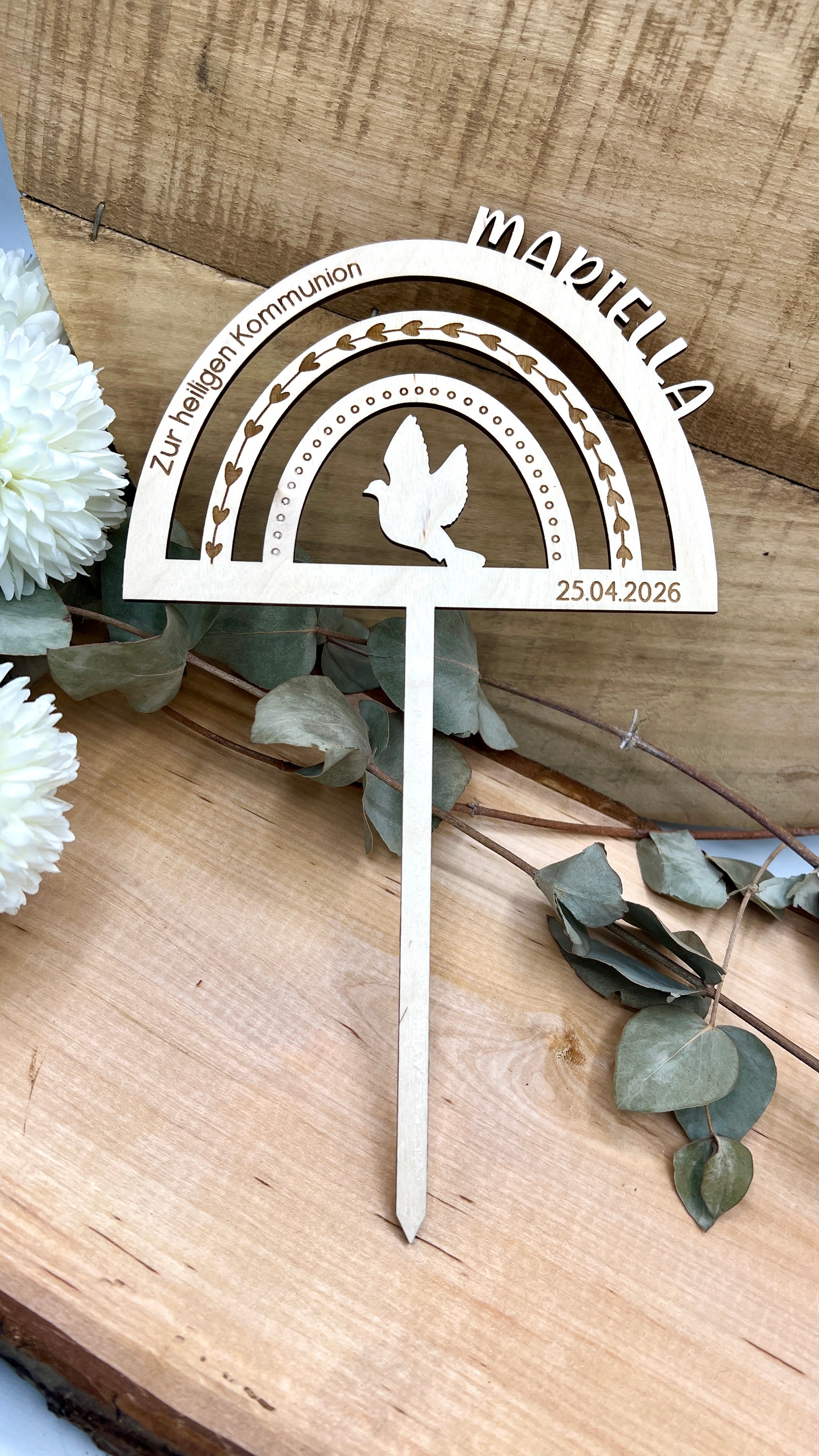Cake Topper Regenbogen mit Name und Datum