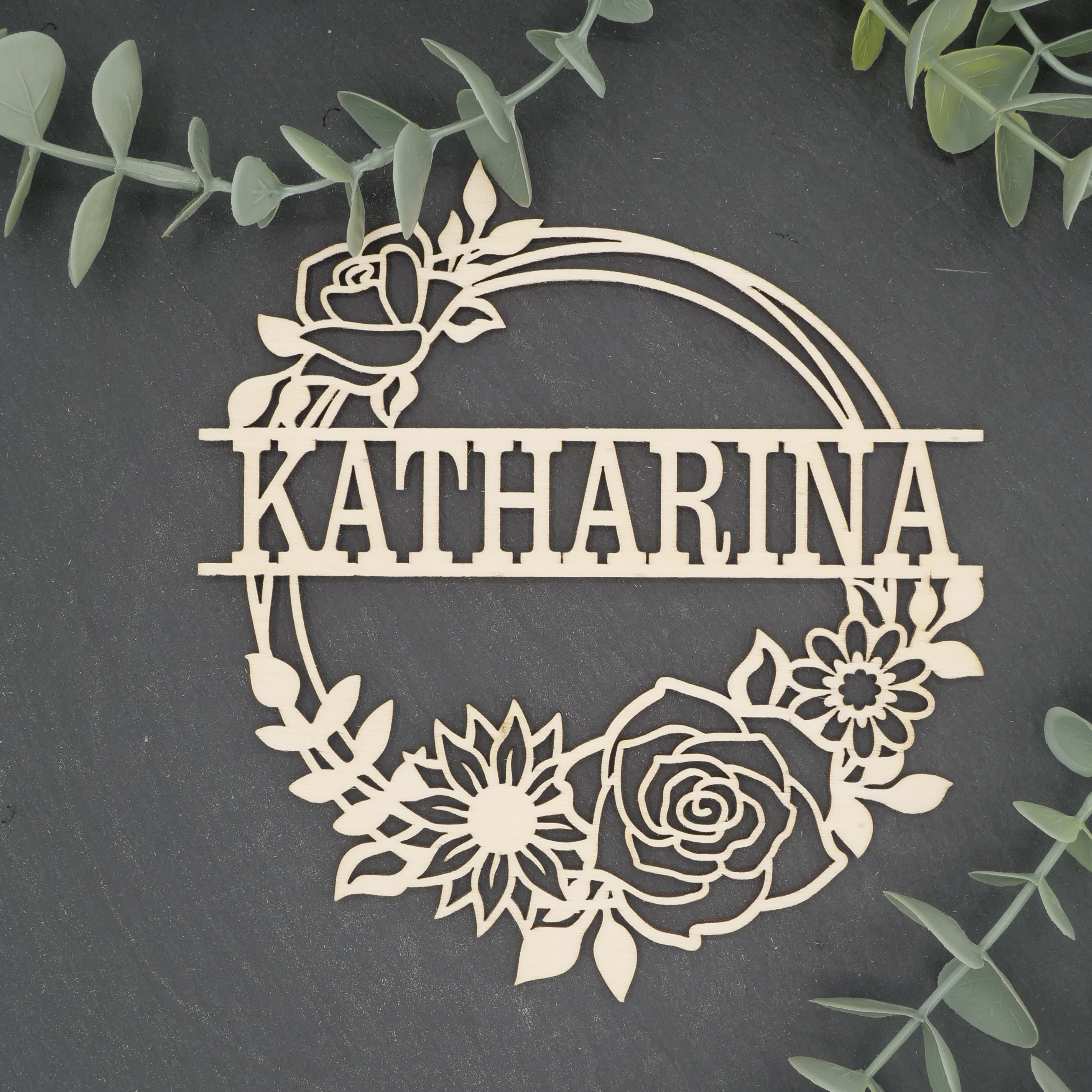 Namenschild Blumenkranz