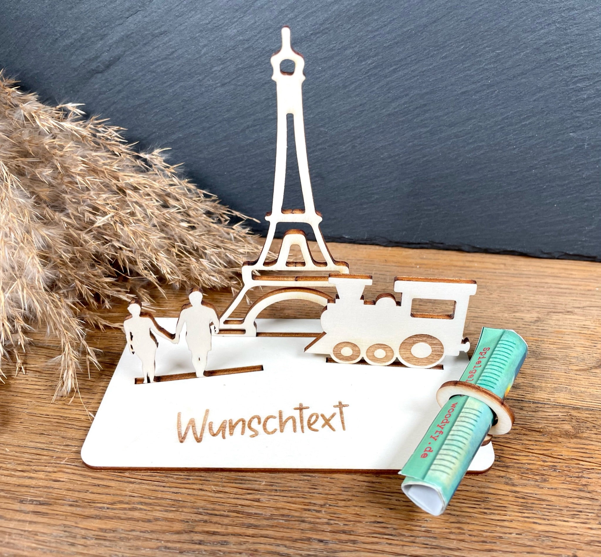 Geldscheinhalter Paris, Eiffelturm mit Zug und Pärchen