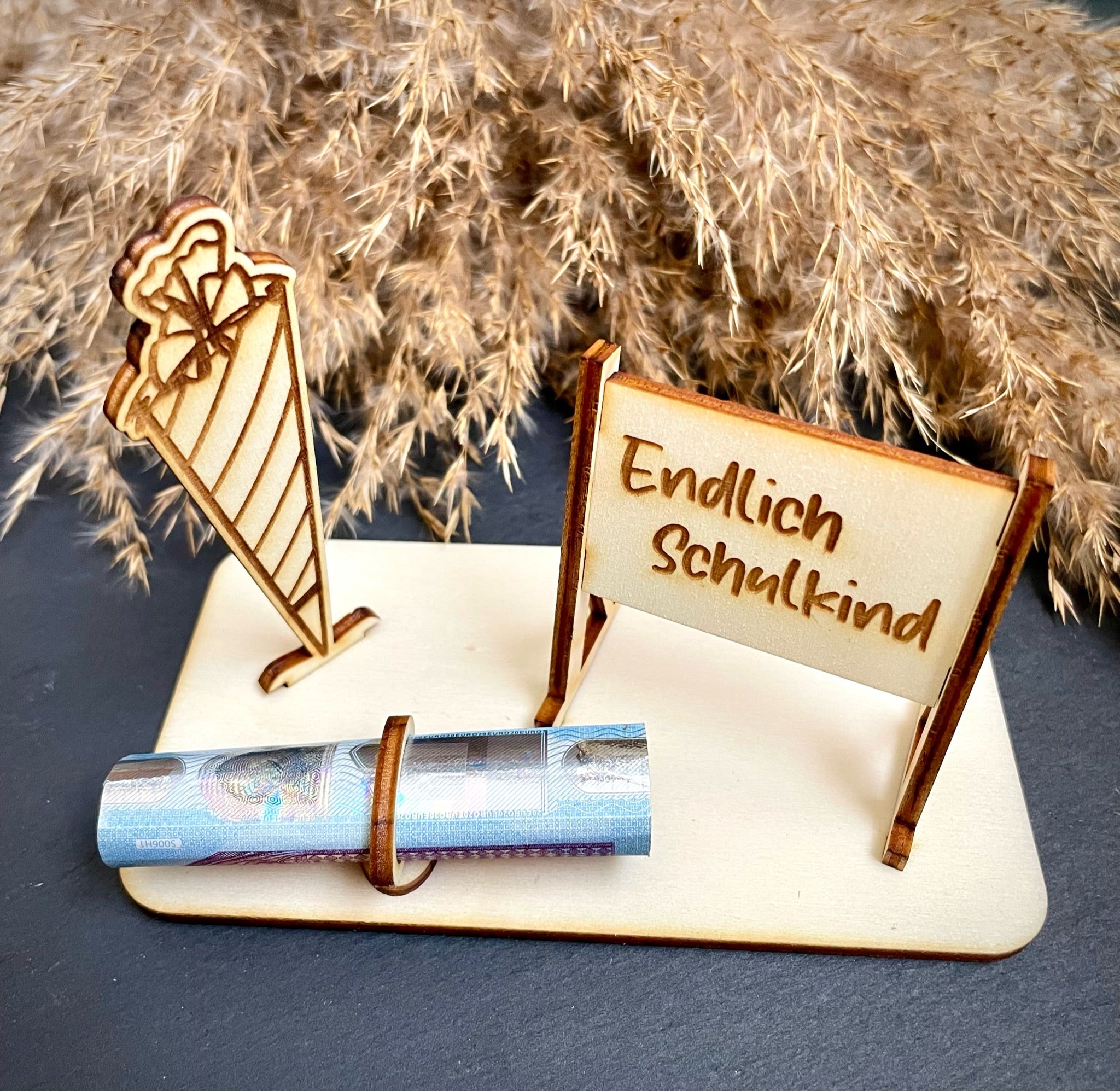 Geldscheinhalter Einschulung, Tafel und Schultüte