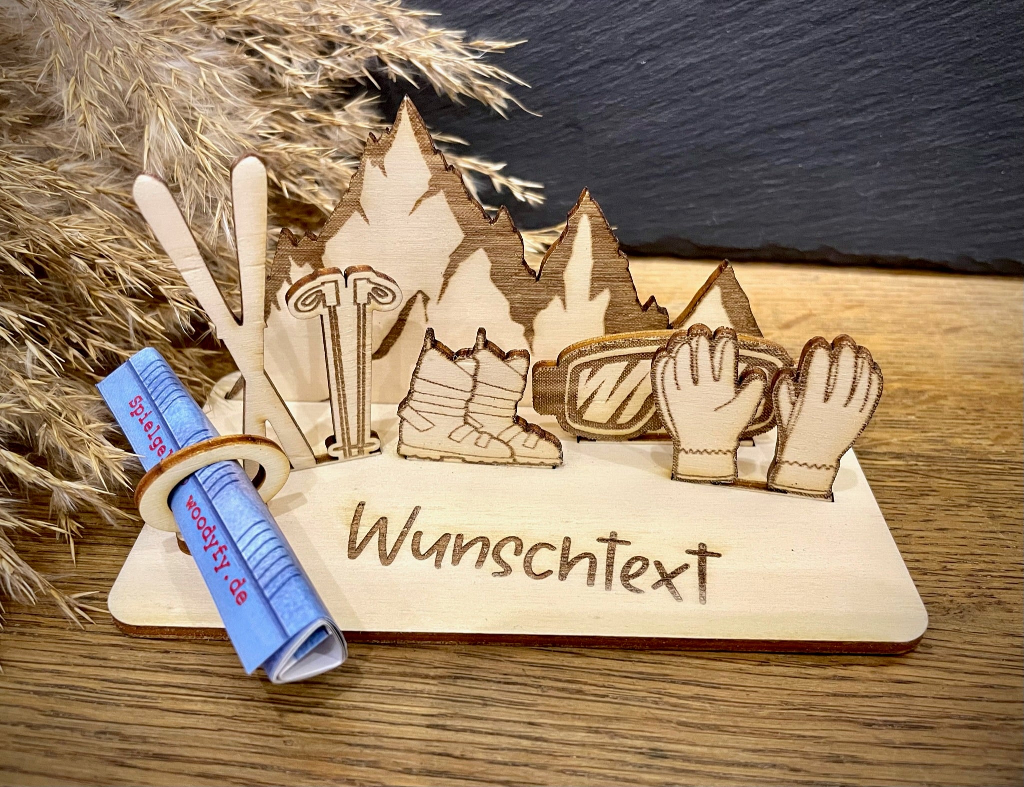 Geldscheinhalter Skiausrüstung