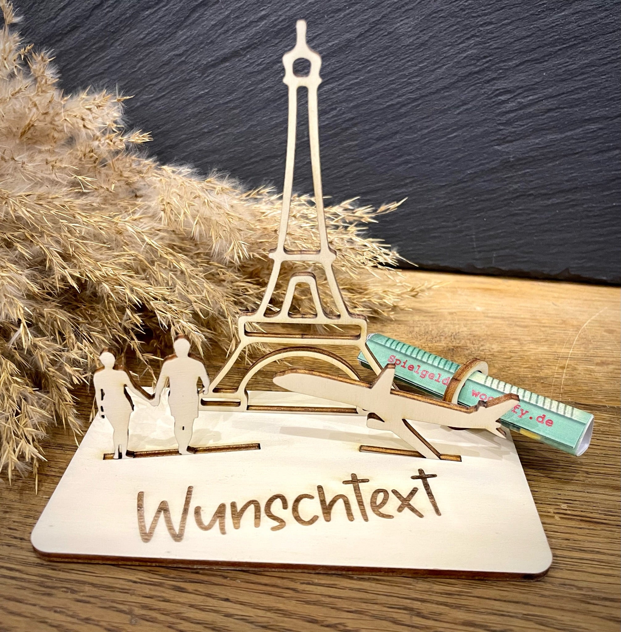 Geldscheinhalter Paris, Eiffelturm mit Flieger und Pärchen