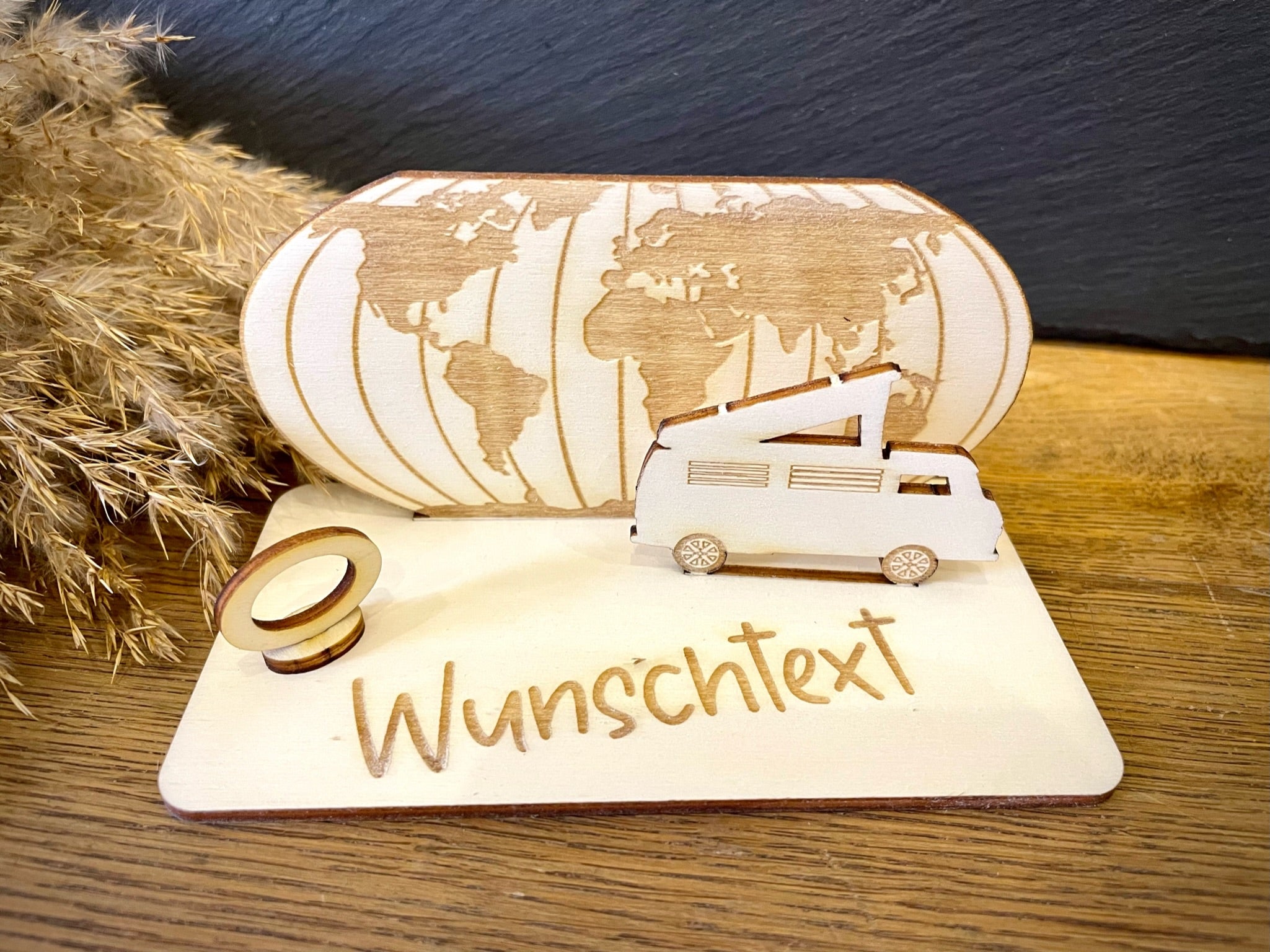 Geldscheinhalter Urlaub, Weltkarte mit Camper