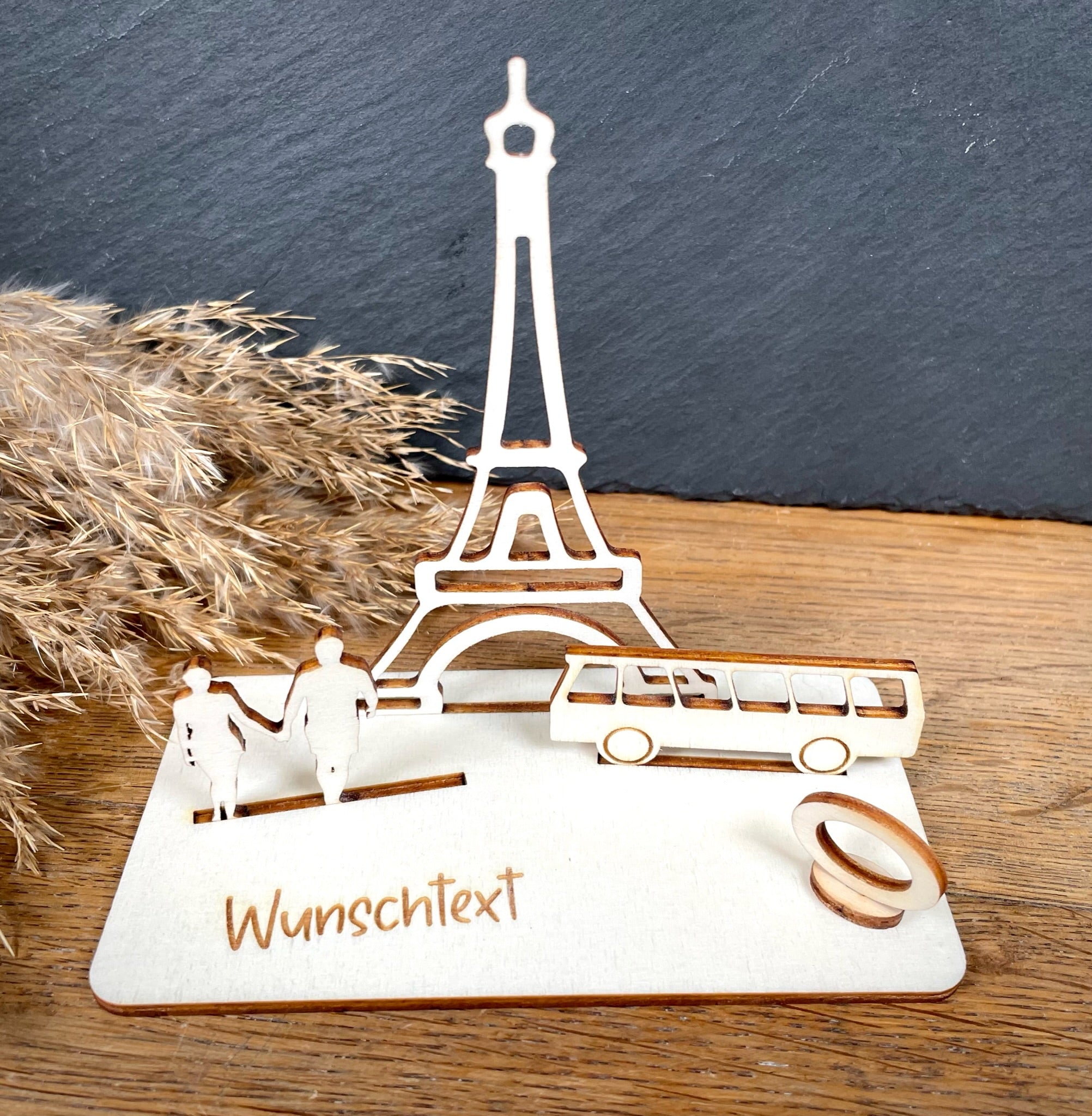 Geldscheinhalter Paris, Eiffelturm mit Bus und Pärchen