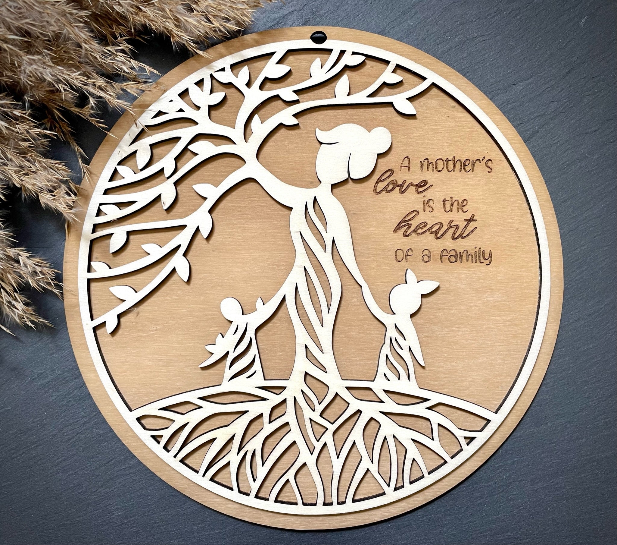 Wanddeko "Mutterbaum - 2 Kinder"